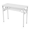 Living and Home 2-Tier Folding Office Desk Foldable Writing Table-White, 80x40cm