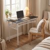 Living and Home 2-Tier Folding Office Desk Foldable Writing Table-Black, 100x40cm