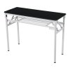 Living and Home 2-Tier Folding Office Desk Foldable Writing Table-Black, 100x40cm