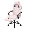 Living and Home Tech Fabric Ergonomic Reclining Gaming Chair, Pink+White, w/ Massage Lumbar Support & Footrest