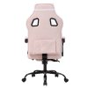 Living and Home Tech Fabric Ergonomic Reclining Gaming Chair, Pink+White, w/ Massage Lumbar Support & Footrest