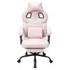 Living and Home Tech Fabric Ergonomic Reclining Gaming Chair, Pink+White, w/ Massage Lumbar Support & Footrest