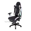 Living and Home Black White Ergonomic Gaming Chair with RGB Light & Massage Lumbar