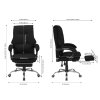 Living and Home Black PVC High‑Back Executive Office Chair, 350lbs Reclining Chair with Retractable Footrest & Linked Armrests