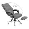 Living and Home Grey PVC High‑Back Executive Office Chair, 350lbs Reclining Chair with Retractable Footrest & Linked Armrests