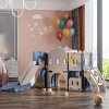Kids Playset with Slide Basket Hoop Indoor Toddler Playground