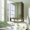 48x17x60cm Wall-Mounted 3-Layer Mirror Cabinet with Metal Frame