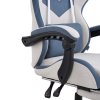 Living and Home Tech Fabric Gaming Chair, Blue+Grey, 135° Reclining Game Chair w/ Massage Lumbar Support, Footrest & Headrest
