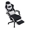 Living and Home PVC Leather Gaming Chair, Black+White, 135° Reclining Racing Game Chair with Massage Lumbar Support, Footrest & Headrest