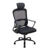 Living and Home Black Mesh Office Chair, Ergonomic Swivel Desk Chair with Adjustable Flip‑Up Headrest, Fixed Armrests and 15° Tilt Recline