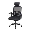 Living and Home Black Mesh Office Chair, Ergonomic Swivel Desk Chair with Flip‑Up Armrests, Adjustable Headrest and 15° Tilt Recline