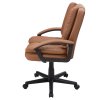 Living and Home Brown PVC Leather Reclining Office Chair, Height Adjustable Swivel Desk Chair with 105° Rocking Function