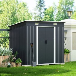 Living and Home 7.81 x 4.3FT Metal Storage Tool Shed for Garden Patio, Charcoal Black