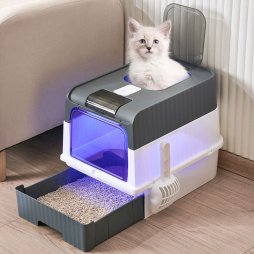 Living and Home Fully Enclosed Cat Litter Box with UV Sterilisation