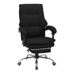 Living and Home Black PVC High‑Back Executive Office Chair, 350lbs Reclining Chair with Retractable Footrest & Linked Armrests