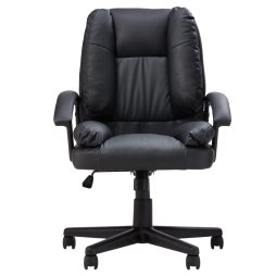 Living and Home Black PVC Leather Reclining Office Chair, Height Adjustable Swivel Desk Chair with 105° Rocking Function