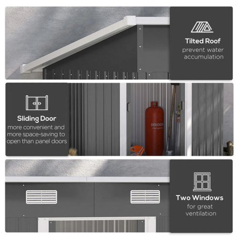 7.81 x 4.3FT Metal Storage Tool Shed for Garden Patio, Charcoal Black