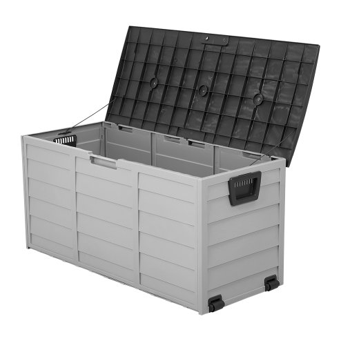 Living and Home 290L Waterproof Lockable Outdoor Storage Deck Box with Wheels