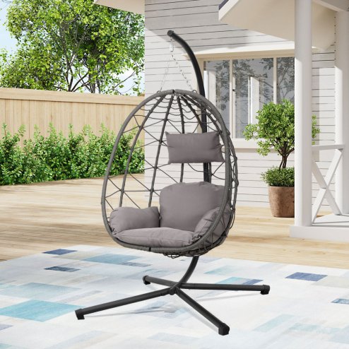 Swing Egg Chair with Stand and Cushion