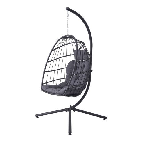Egg-Shaped Hanging Chair with Soft Cushion & Headrest