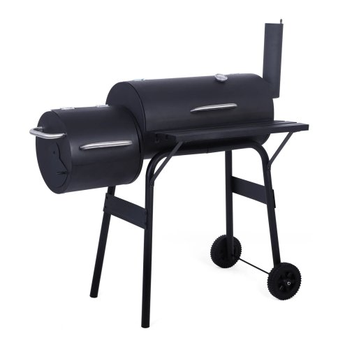 Living and Home Portable Outdoor Charcoal BBQ Grill with Offset Smoker
