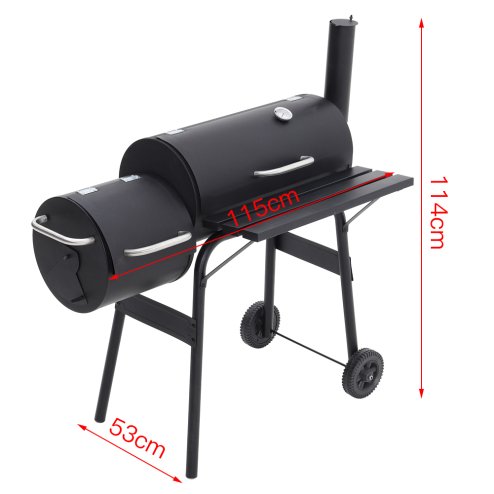 Living and Home Portable Outdoor Charcoal BBQ Grill with Offset Smoker