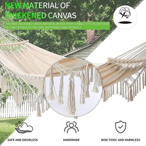 Camping Hanging Canvas Hammock with Balance Spread Bar