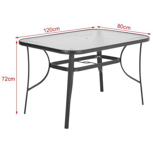 Tempered Glass Outdoor Coffee Table with Parasol Hole Multi Size