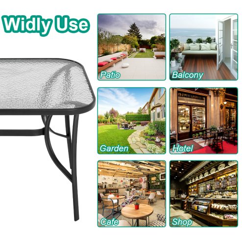 Tempered Glass Outdoor Coffee Table with Parasol Hole Multi Size