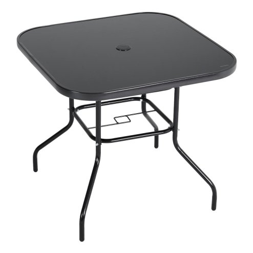 5-Piece Outdoor Tempered Glass Garden Table with Four Rattan Chairs