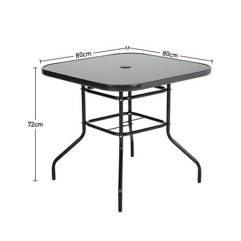 5-Piece Outdoor Tempered Glass Garden Table with Four Rattan Chairs