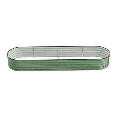 Living and Home 320cm W x 80cm D x 42cm H Oval-Shaped Galvanized Steel Raised Garden Bed, Light Green