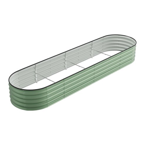 Living and Home 320cm W x 80cm D x 42cm H Oval-Shaped Galvanized Steel Raised Garden Bed, Light Green