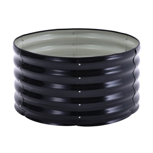 Living and Home Round Galvanized Steel Raised Garden Bed 80cm Dia x 40cm H, Anthracite