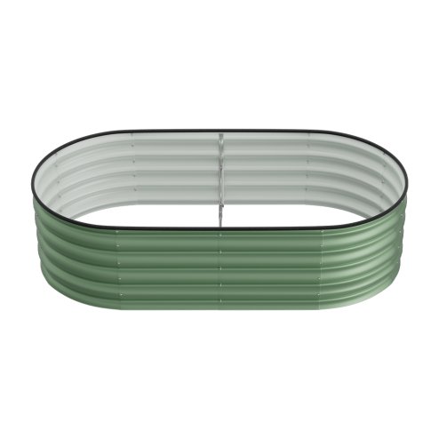 Living and Home Light Green Oval-Shaped Galvanised Steel Raised Garden Bed 160cm W x 80cm D x 42cm H