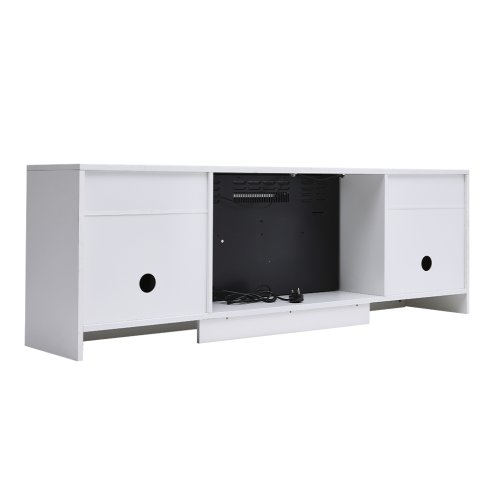 Living and Home Recessed Electric Fireplace TV Stand with Closed Storage