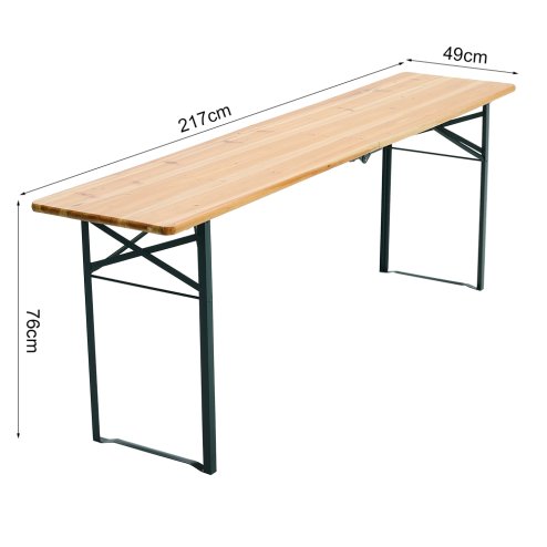 Outdoor Wooden Folding Beer Table Garden Narrow Table 217*49cm