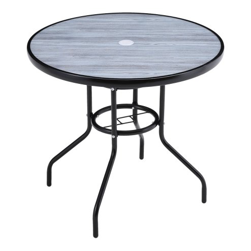 80cm Dia Garden Tempered Glass Wood Grain Coffee Table