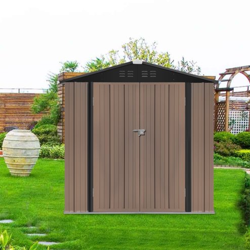 6.56 x 4.17FT Apex Roof Garden Tool Shed, Brown