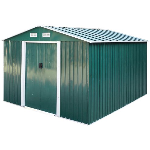 Living and Home 8x8FT Metal Garden Storage Shed with Sliding Door