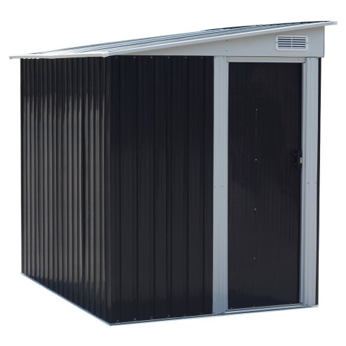 Living and Home 5 x 7FT Sliding Door Pent Roof Garden Tool Shed Outdoor Patio Storage House, Charcoal Black
