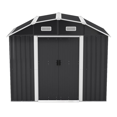 Living and Home Large Galvanized Steel Acrylic Storage Shed, Charcoal Black
