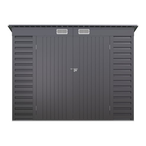 Living and Home 182.6cm H Outdoor Galvanized Steel Storage Shed with Dual Doors, Grey