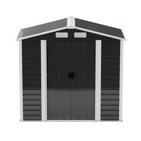 Living and Home 4X7FT Outdoor Metal Garden Storage Shed, Charcoal Black