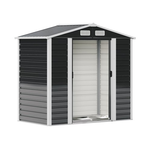 Living and Home 4X7FT Outdoor Metal Garden Storage Shed, Charcoal Black
