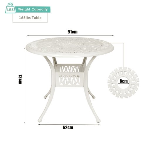 Living and Home Vintage Round Cast Aluminum Garden Bistro Table, Beige