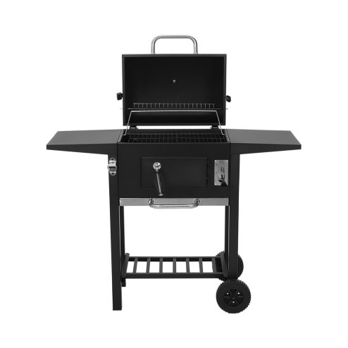 Living and Home Outdoor Garden Carbon Steel Charcoal Grill with Side Tables and Wheels