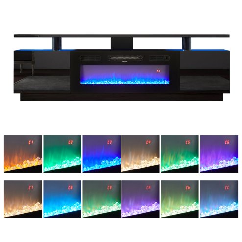 Living and Home Recessed Electric Fireplace TV Stand with Remote Control