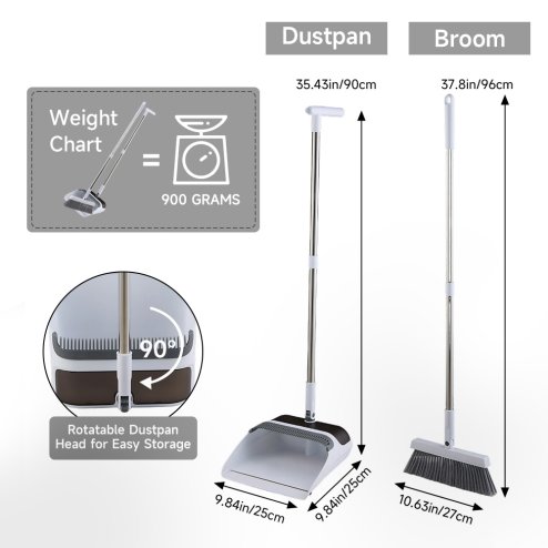 Living and Home Folding Broom and Dustpan Set