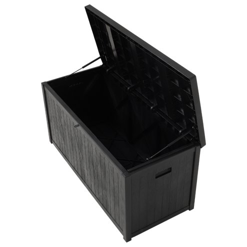 Living and Home 430L Black Waterproof Garden Storage Box with Dual Handles and Lockable Lid - Large Plastic Tool & Equipment Storage